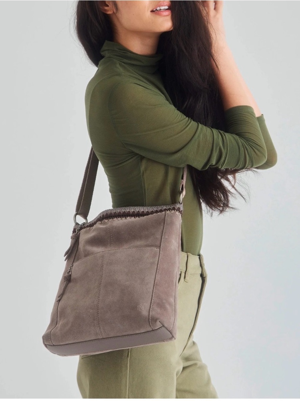 NWT The Sak Lucia Leather Suede Crossbody Bag Mashroom